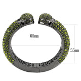 LO4314 - TIN Cobalt Black Brass Bangle with Top Grade Crystal  in Peridot - Alamode
