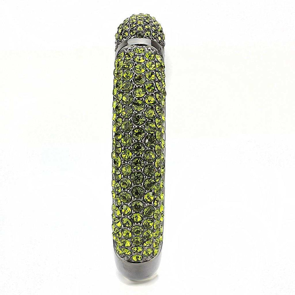 LO4314 - TIN Cobalt Black Brass Bangle with Top Grade Crystal in Peridot - Alamode - Flyclothing LLC