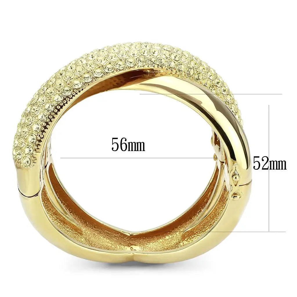 LO4321 - Gold Brass Bangle with Top Grade Crystal in Citrine Yellow - Alamode - Flyclothing LLC