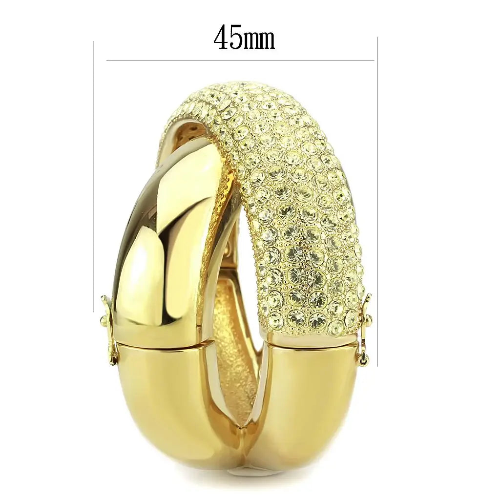 LO4321 - Gold Brass Bangle with Top Grade Crystal in Citrine Yellow - Alamode - Flyclothing LLC