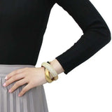 LO4321 - Gold Brass Bangle with Top Grade Crystal in Citrine Yellow - Alamode - Flyclothing LLC