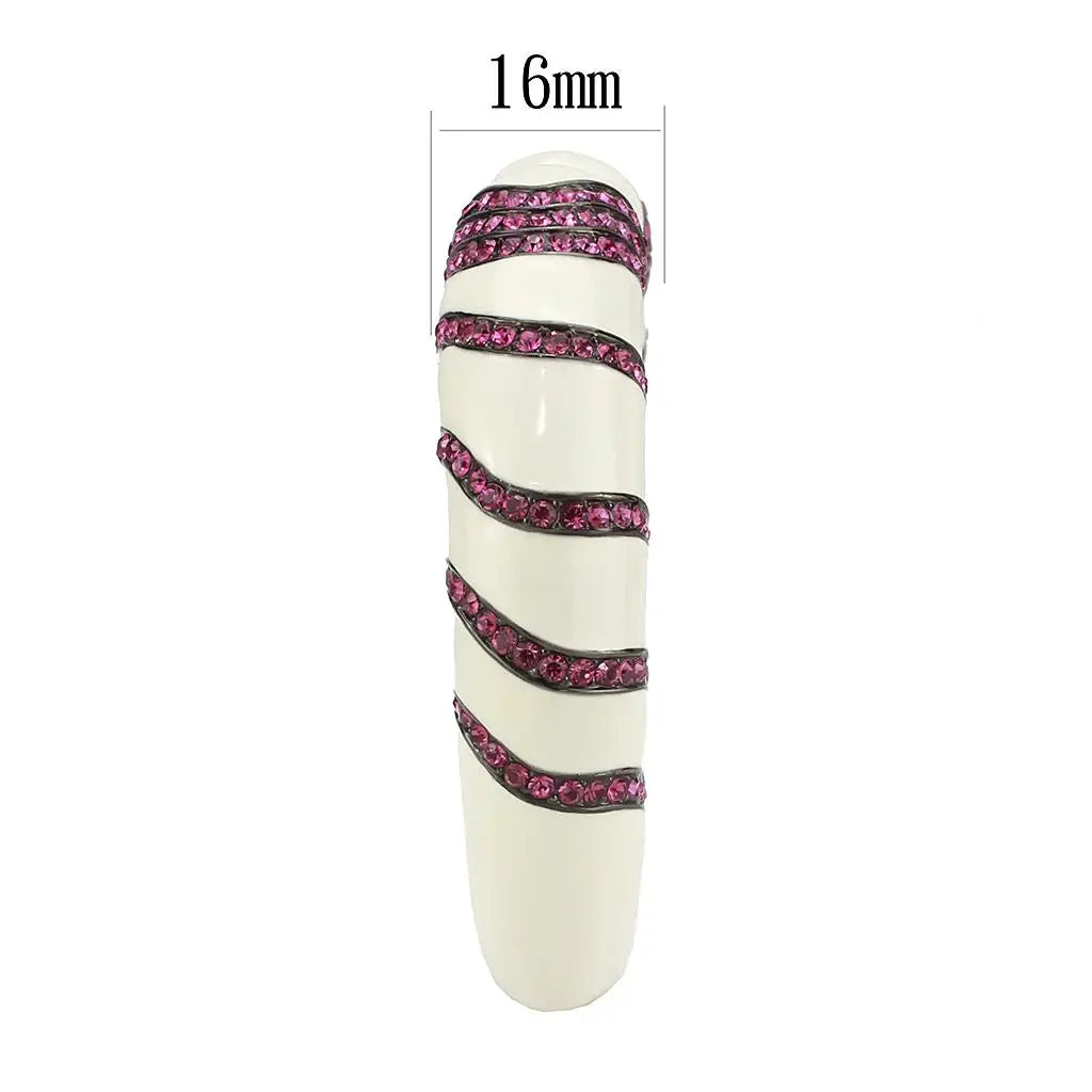 LO4322 - TIN Cobalt Black Brass Bangle with Top Grade Crystal in Fuchsia - Alamode - Flyclothing LLC