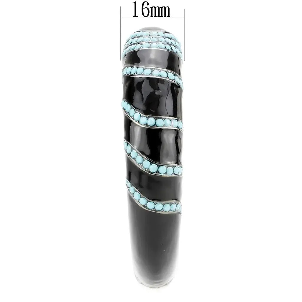 LO4323 - TIN Cobalt Black Brass Bangle with Top Grade Crystal in Turquoise - Alamode - Flyclothing LLC