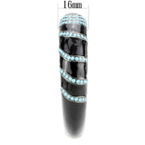 LO4323 - TIN Cobalt Black Brass Bangle with Top Grade Crystal  in Turquoise - Alamode