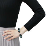 LO4323 - TIN Cobalt Black Brass Bangle with Top Grade Crystal in Turquoise - Alamode - Flyclothing LLC