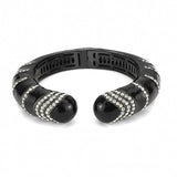 LO4324 - TIN Cobalt Black Brass Bangle with Top Grade Crystal  in Clear