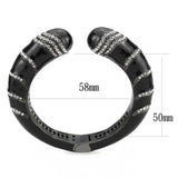 LO4324 - TIN Cobalt Black Brass Bangle with Top Grade Crystal in Clear - Alamode - Flyclothing LLC
