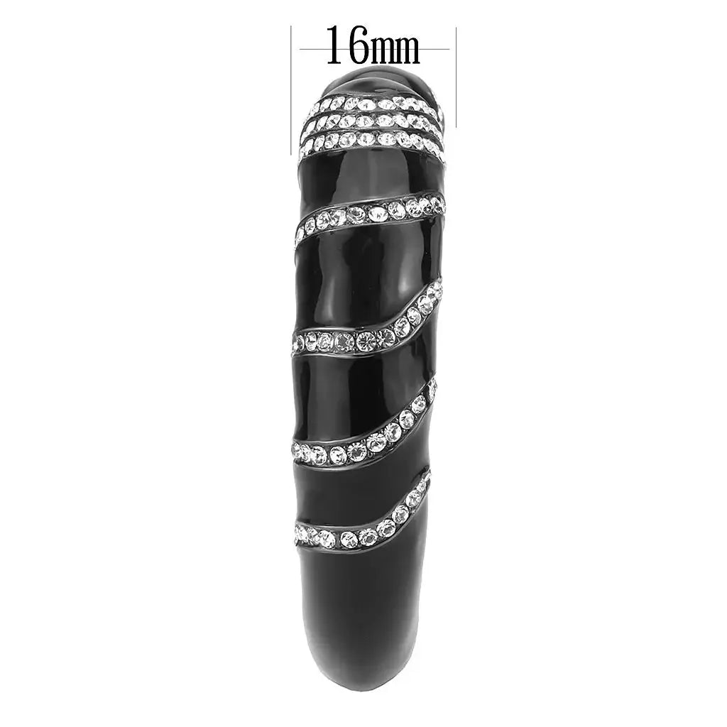 LO4324 - TIN Cobalt Black Brass Bangle with Top Grade Crystal in Clear - Alamode - Flyclothing LLC