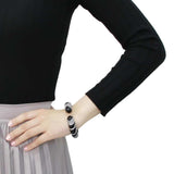 LO4324 - TIN Cobalt Black Brass Bangle with Top Grade Crystal in Clear - Alamode - Flyclothing LLC