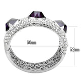 LO4330 - Rhodium Brass Bangle with AAA Grade CZ  in Amethyst - Alamode