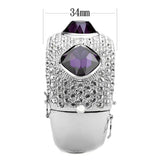 LO4330 - Rhodium Brass Bangle with AAA Grade CZ  in Amethyst - Alamode