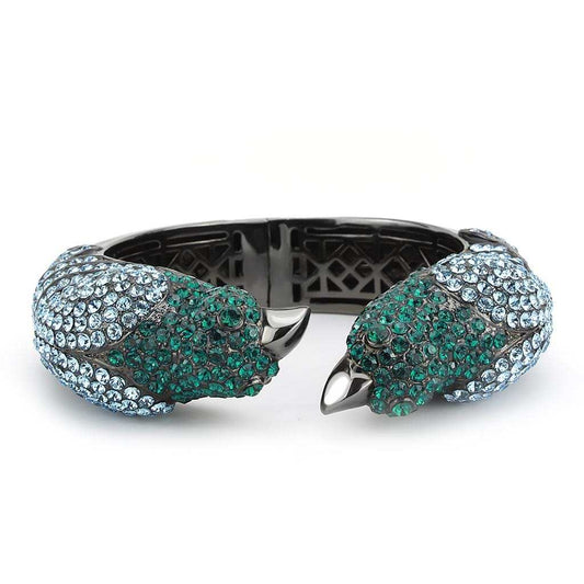 LO4332 - Ruthenium Brass Bangle with Top Grade Crystal in Multi Color - Alamode - Flyclothing LLC