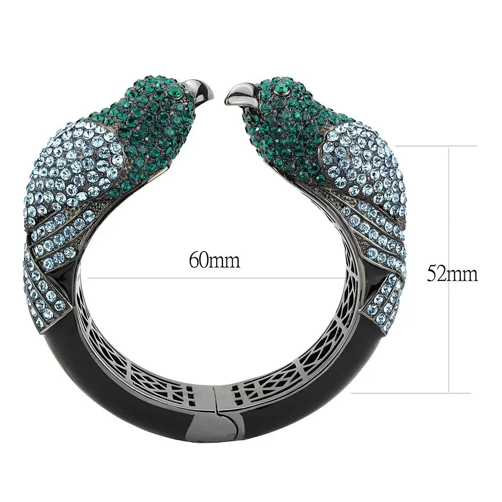 LO4332 - Ruthenium Brass Bangle with Top Grade Crystal in Multi Color - Alamode - Flyclothing LLC