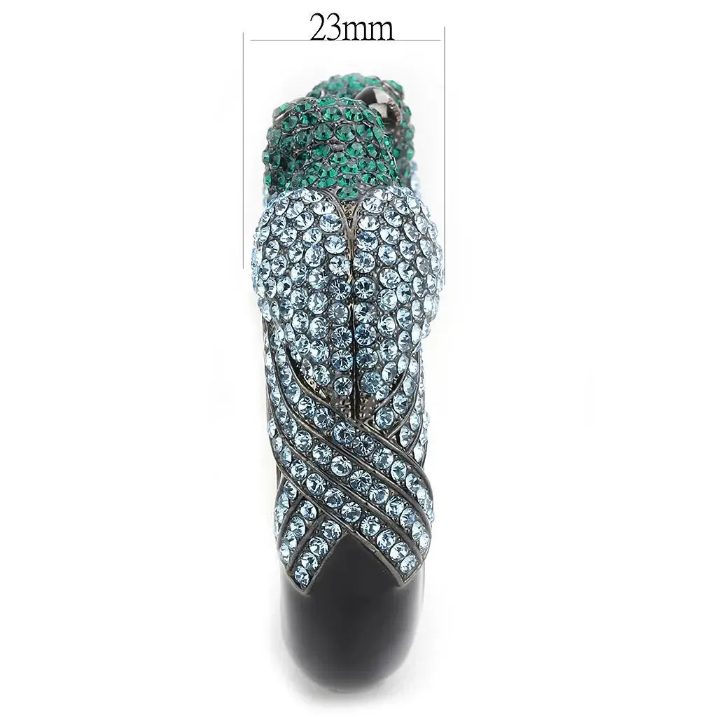 LO4332 - Ruthenium Brass Bangle with Top Grade Crystal in Multi Color - Alamode - Flyclothing LLC