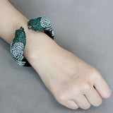 LO4332 - Ruthenium Brass Bangle with Top Grade Crystal in Multi Color - Alamode - Flyclothing LLC