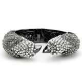 LO4333 - Ruthenium Brass Bangle with Top Grade Crystal in Multi Color - Alamode - Flyclothing LLC
