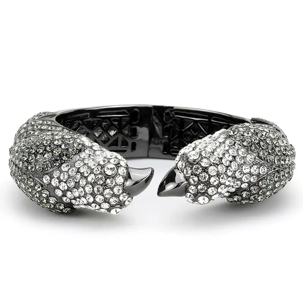 LO4333 - Ruthenium Brass Bangle with Top Grade Crystal in Multi Color - Alamode - Flyclothing LLC