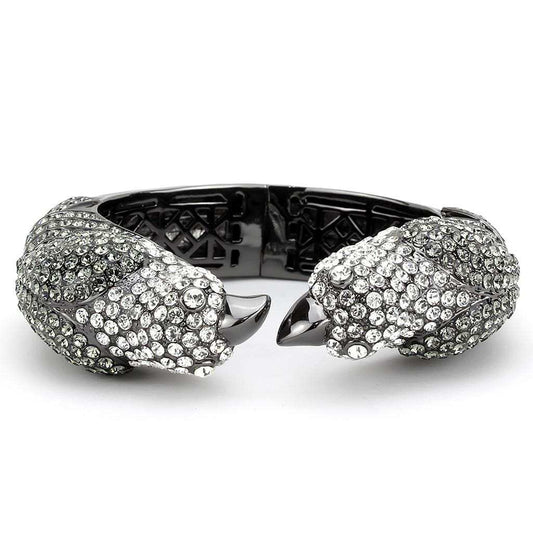 LO4333 - Ruthenium Brass Bangle with Top Grade Crystal in Multi Color - Alamode - Flyclothing LLC