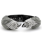 LO4333 - Ruthenium Brass Bangle with Top Grade Crystal  in Multi Color - Alamode