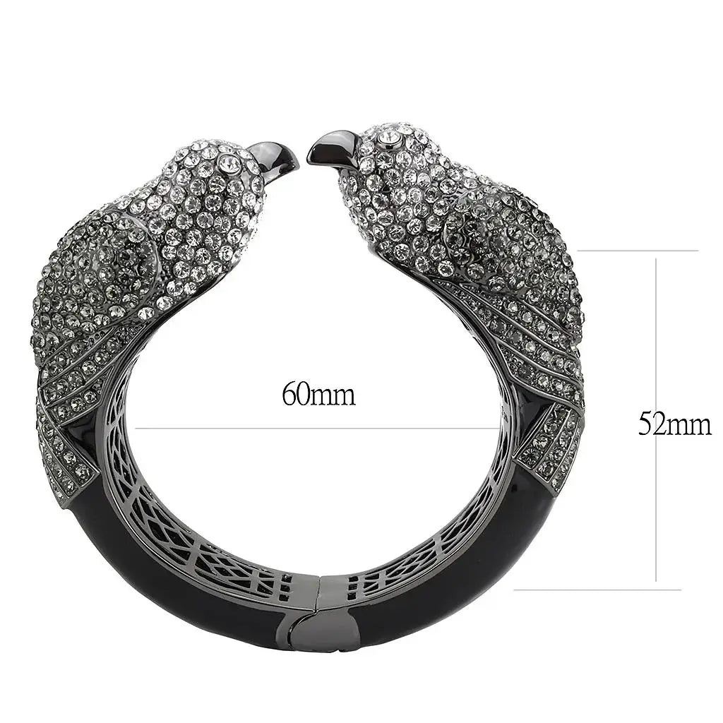 LO4333 - Ruthenium Brass Bangle with Top Grade Crystal in Multi Color - Alamode - Flyclothing LLC