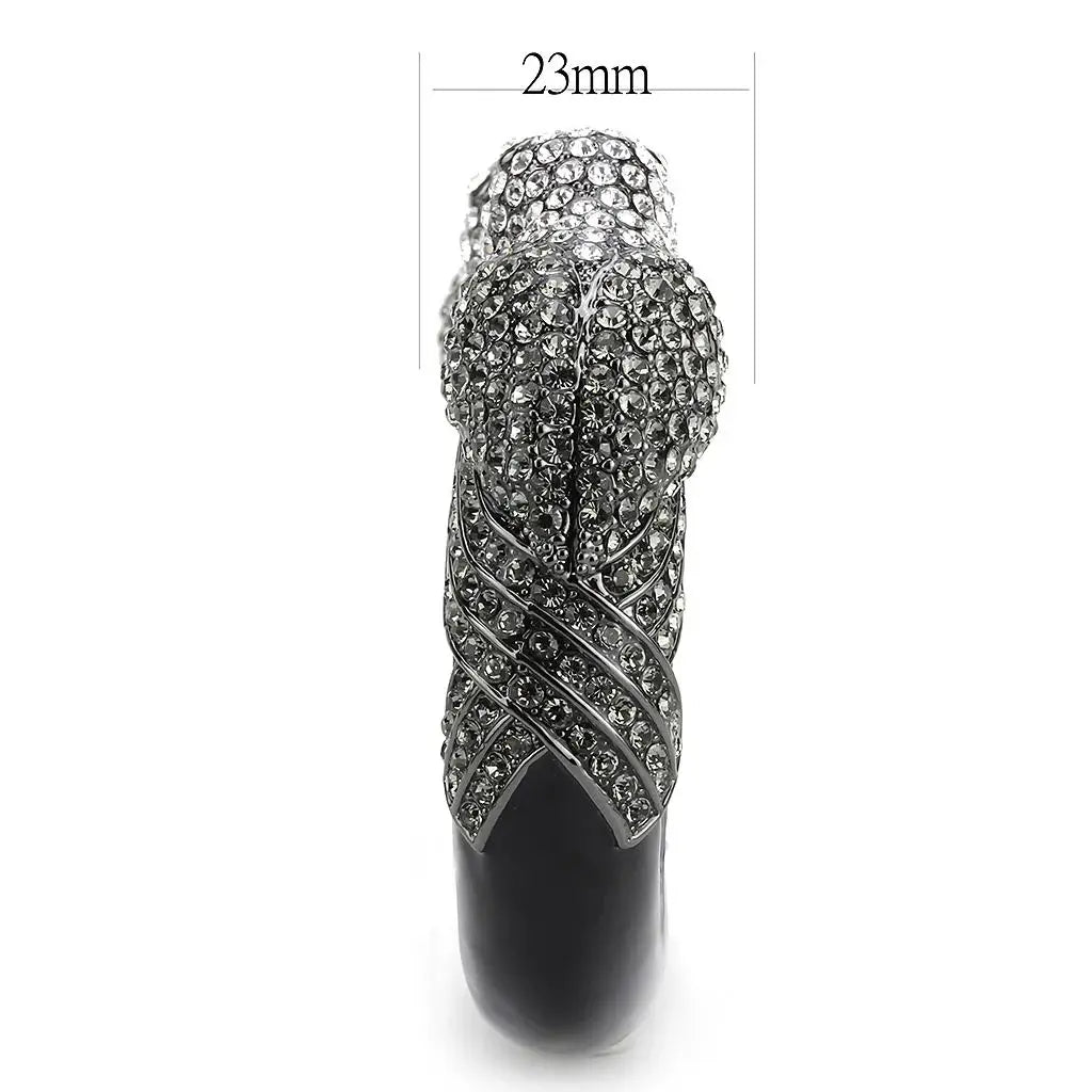 LO4333 - Ruthenium Brass Bangle with Top Grade Crystal in Multi Color - Alamode - Flyclothing LLC