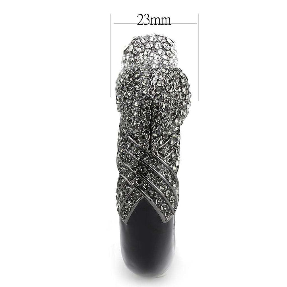 LO4333 - Ruthenium Brass Bangle with Top Grade Crystal in Multi Color - Alamode - Flyclothing LLC