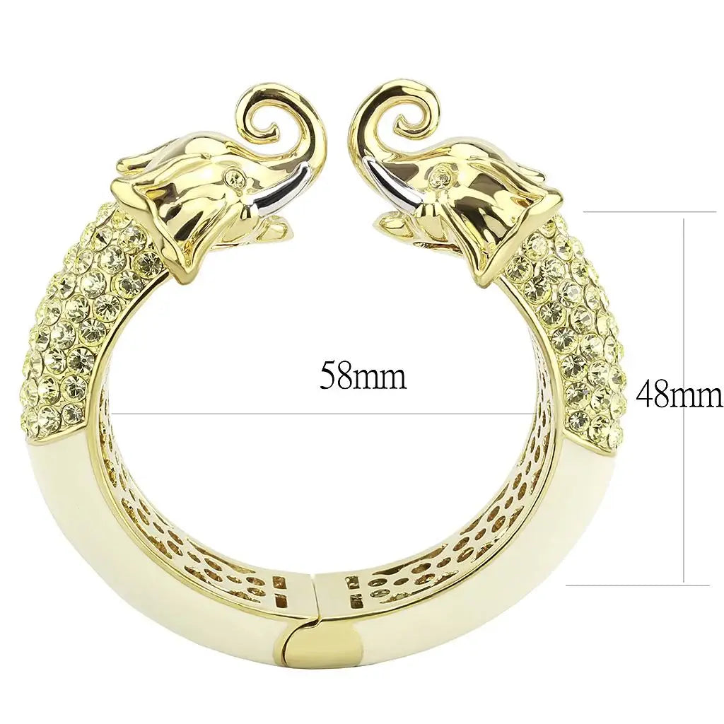LO4334 - Gold+Rhodium Brass Bangle with Top Grade Crystal in Citrine Yellow - Alamode - Flyclothing LLC