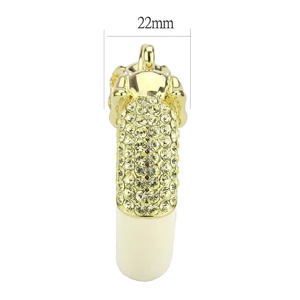 LO4334 - Gold+Rhodium Brass Bangle with Top Grade Crystal in Citrine Yellow - Alamode - Flyclothing LLC