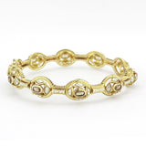LO4336 - Gold Brass Bangle with Synthetic  in Brown - Alamode
