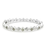 LO4340 - Rhodium Brass Bangle with Synthetic in Gray - Alamode - Flyclothing LLC