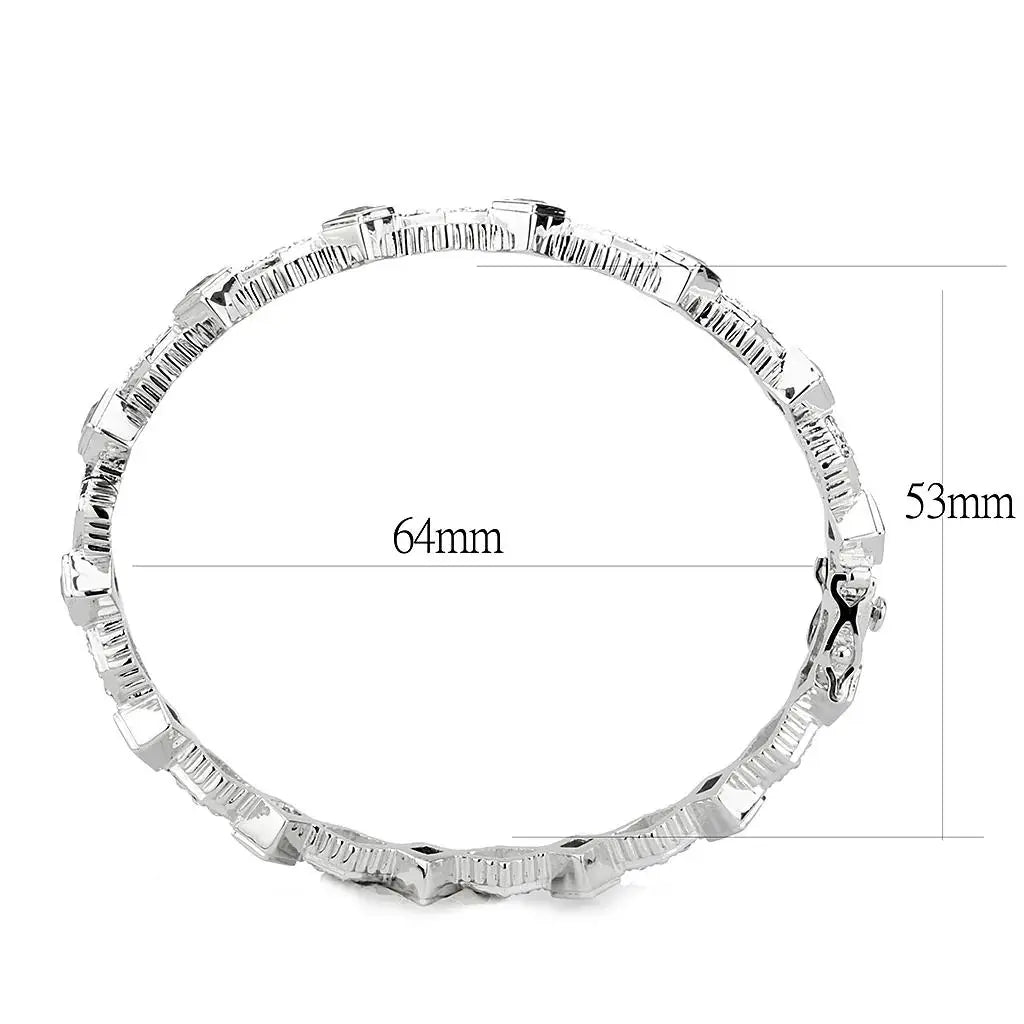 LO4340 - Rhodium Brass Bangle with Synthetic in Gray - Alamode - Flyclothing LLC