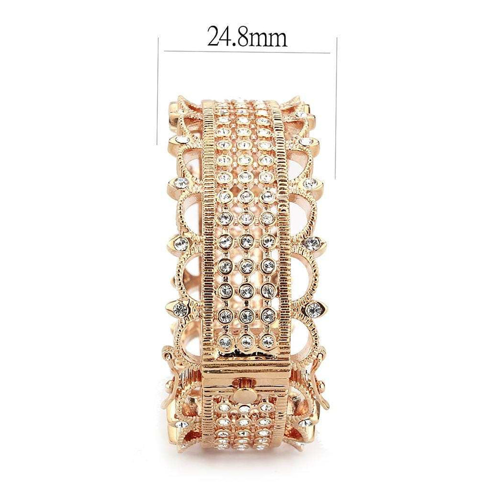 LO4344 - Rose Gold Brass Bangle with Top Grade Crystal in Clear - Alamode - Flyclothing LLC