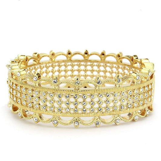 LO4345 - Gold Brass Bangle with Top Grade Crystal in Clear - Alamode - Flyclothing LLC