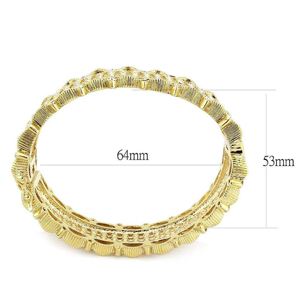 LO4345 - Gold Brass Bangle with Top Grade Crystal in Clear - Alamode - Flyclothing LLC