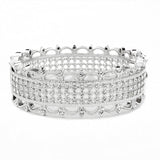 LO4346 - Rhodium Brass Bangle with Top Grade Crystal  in Clear - Alamode