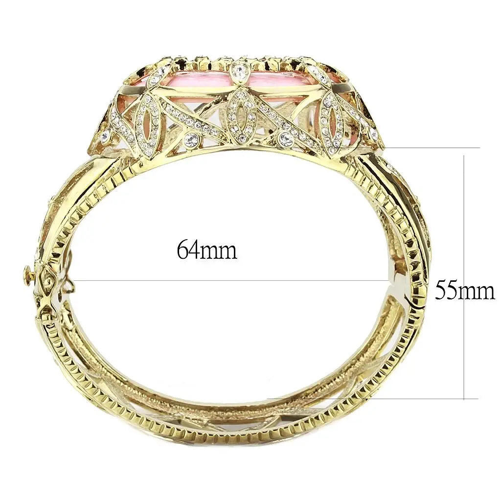 LO4347 - Gold Brass Bangle with Synthetic in Rose - Alamode - Flyclothing LLC