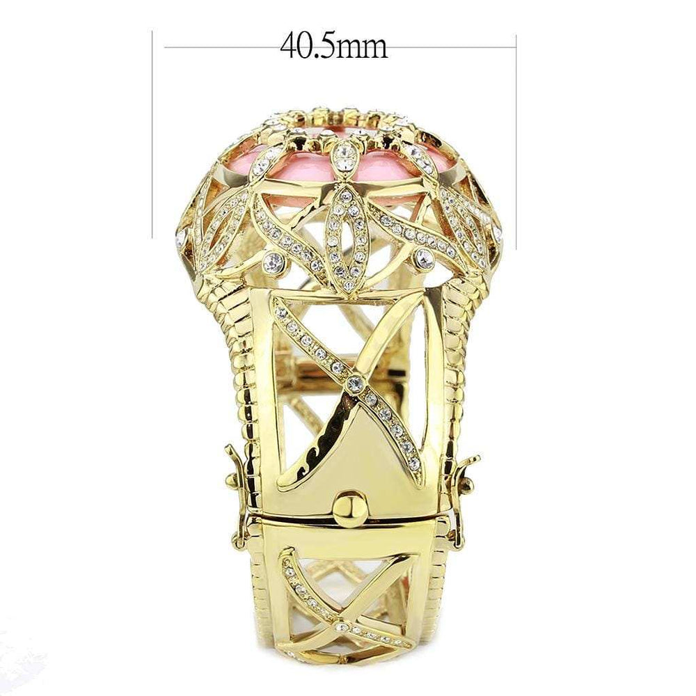 LO4347 - Gold Brass Bangle with Synthetic in Rose - Alamode - Flyclothing LLC