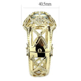 LO4348 - Gold Brass Bangle with Synthetic in Sea Blue - Alamode - Flyclothing LLC