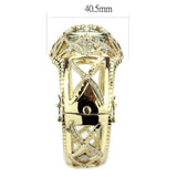 LO4348 - Gold Brass Bangle with Synthetic  in Sea Blue - Alamode