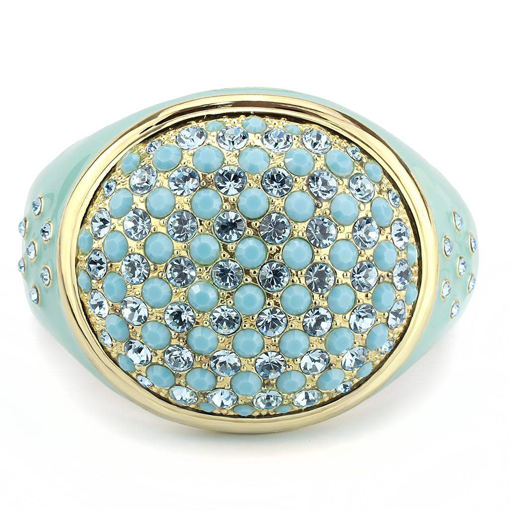 LO4350 - Gold Brass Bangle with Top Grade Crystal in Multi Color - Alamode - Flyclothing LLC