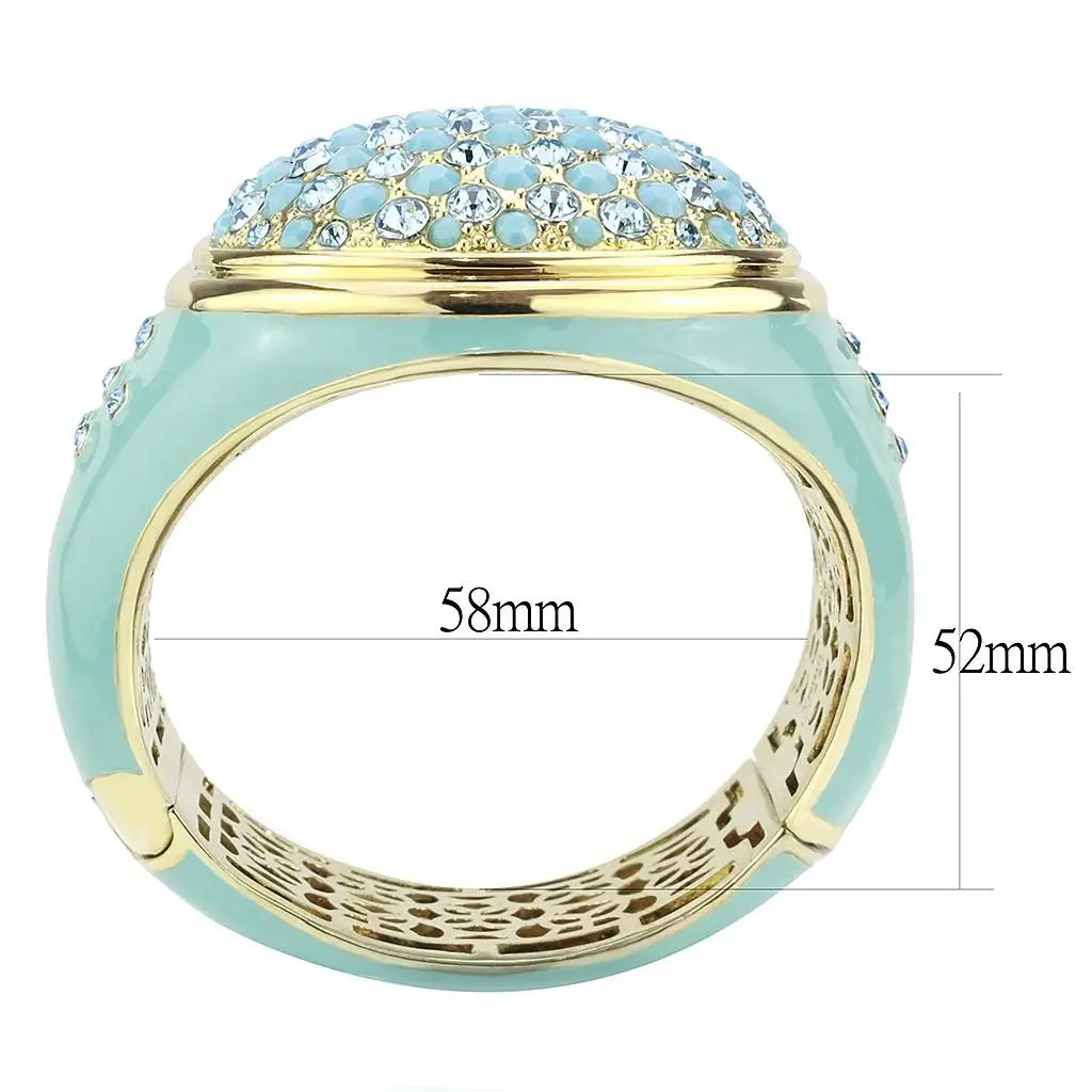 LO4350 - Gold Brass Bangle with Top Grade Crystal in Multi Color - Alamode - Flyclothing LLC