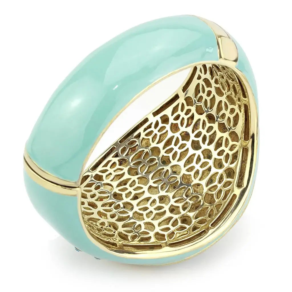 LO4350 - Gold Brass Bangle with Top Grade Crystal in Multi Color - Alamode - Flyclothing LLC