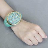 LO4350 - Gold Brass Bangle with Top Grade Crystal in Multi Color - Alamode - Flyclothing LLC