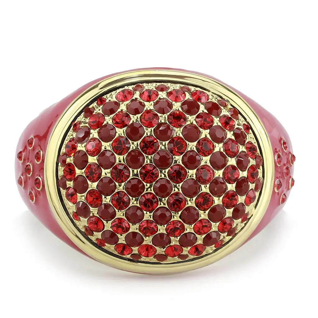 LO4351 - Gold Brass Bangle with Top Grade Crystal in Multi Color - Alamode - Flyclothing LLC