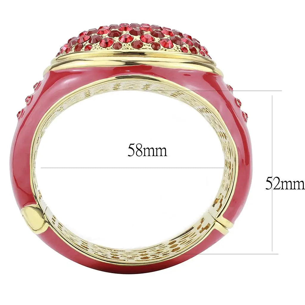 LO4351 - Gold Brass Bangle with Top Grade Crystal in Multi Color - Alamode - Flyclothing LLC