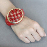 LO4351 - Gold Brass Bangle with Top Grade Crystal in Multi Color - Alamode - Flyclothing LLC