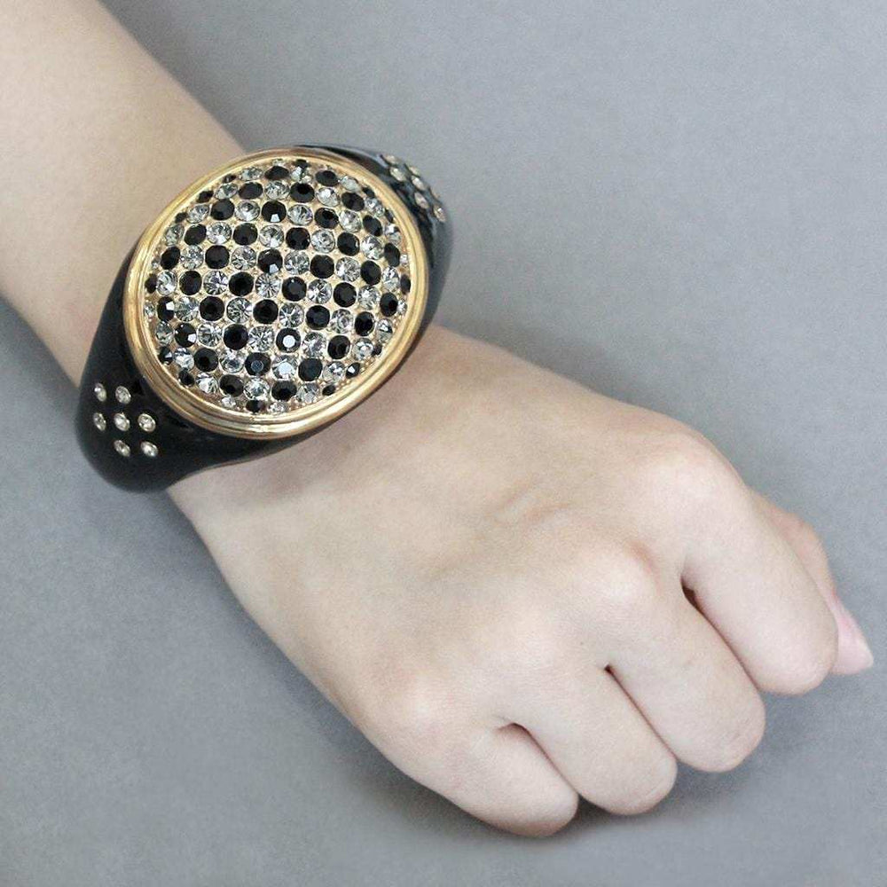 LO4352 - Gold Brass Bangle with Top Grade Crystal in Multi Color - Alamode - Flyclothing LLC