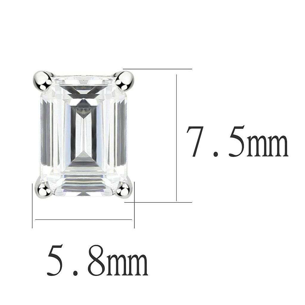 LO4633 - Rhodium Brass Earrings with Cubic in Clear - Alamode - Flyclothing LLC