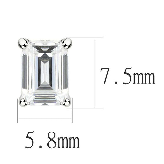 LO4633 - Rhodium Brass Earrings with Cubic in Clear - Alamode - Flyclothing LLC