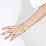 LO4635 - High-Polished Brass Bracelet with Epoxy  in Emerald - Alamode